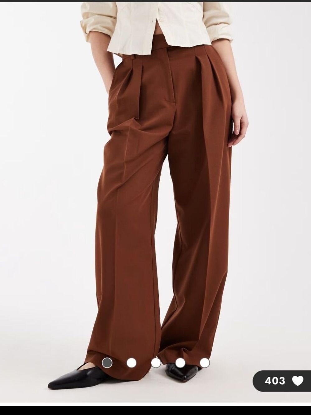 ASOS Women's Wide Leg Pleated Trousers in Brown
